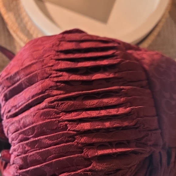 Coach Deep Burgundy Pleated Shoulder Bag - Picture 3 of 12